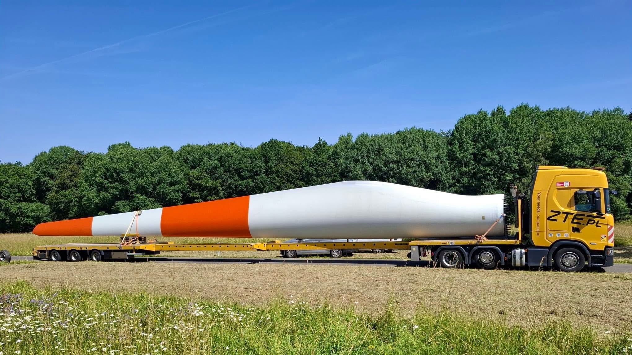 Specjalistyczny transport elementów farm wiatrowych przez ZTE