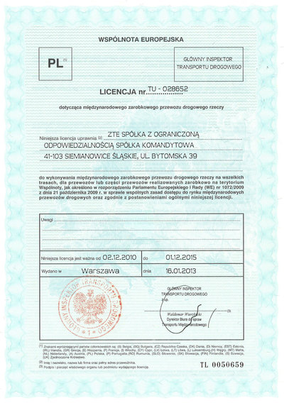 International Transportation License